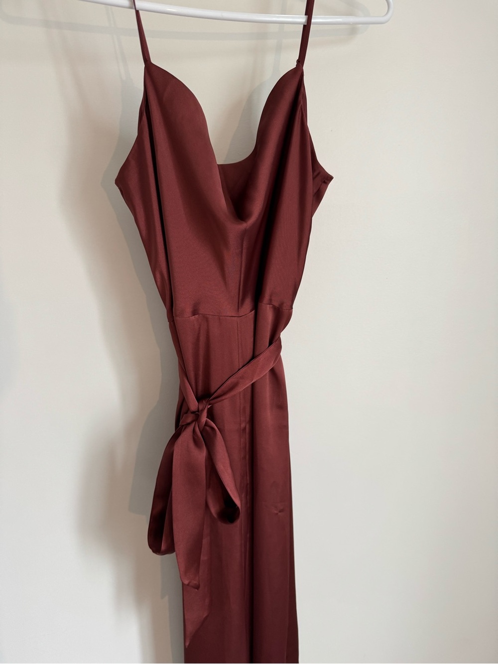 Express Satin Formal Romper in Burgundy